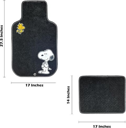 Peanuts Snoopy and Woodstock Car Floor Mats Set of 5 - Embroidered Carpet Front & Rear Universal Fit Non-Slip Mats with Air Freshener for Cars, SUVs, Trucks in Saudi Arabia