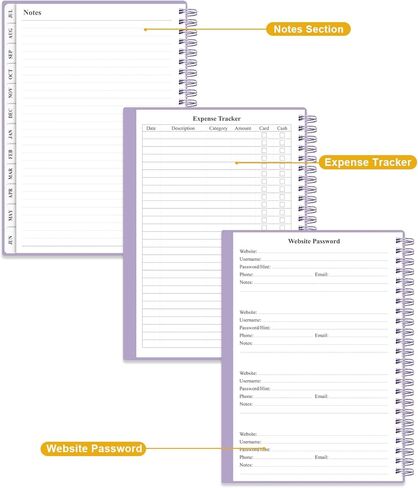 Planner 2026-2027 - Academic Planner from July 2026 to June 2027, Weekly & Monthly Planners Spiral Bound with 12-Month Tabs, Inner Pocket, 6.25" x 8.5", Purple in Kuwait