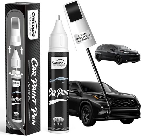 Attitude/Midnight Black Metallic (218) لقلم طلاء Toyota Touch Up، مزيل خدوش السيارة 2 في 1 مع طرف قلم وفرشاة، تطابق دقيق للألوان لإصلاح خدوش طلاء السيارة، إصلاح الرقائق والشقوق بسرعة in Kuwait
