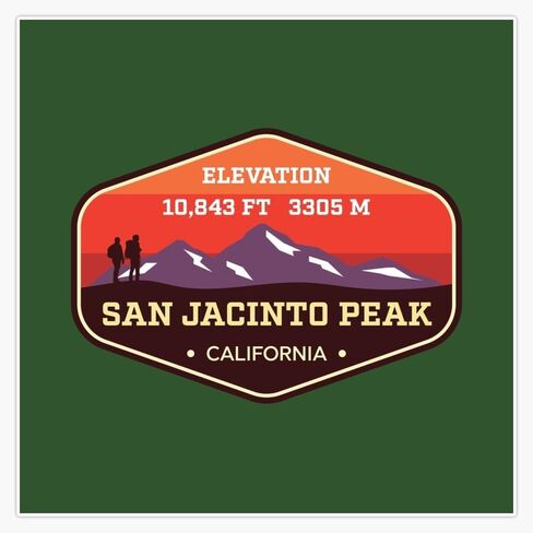 San Jacinto Peak California Mountain Climbing Badge Window Water Bottle Bumper Sticker Decal 5" in Saudi Arabia