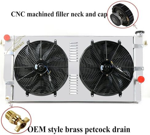 مشعاع ألومنيوم لـ 1994-2002 دودج رام 2500/رام 3500 5.9L L6 ديزل V8 غاز 1995 1996 1997 1998 1999 2000 2001 مشعات 3 صف الأساسية الكفن مروحة التتابع in Kuwait