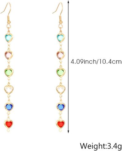Dangle Earrings for Women Long Gold Dangle Drop Colorful Heart Statement Earrings Fashion Trendy Jewelry Gifts in Saudi Arabia