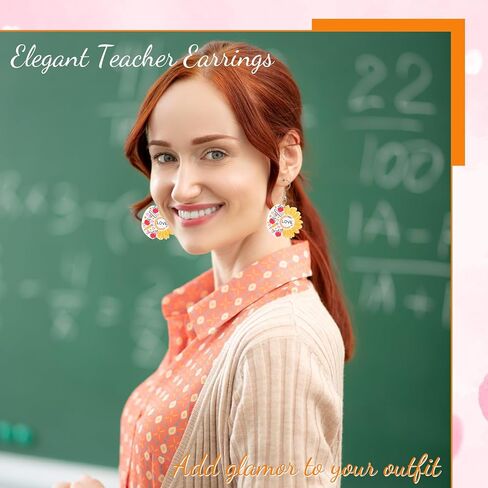 Batiyeer 12 Pairs Christmas Teacher Earrings for Women Pencil Earrings Christmas Gifts Teacher Appreciation Gifts Artist Painter Creative Rainbow Love Heart Acrylic Dangle Set(Rainbow) in Saudi Arabia
