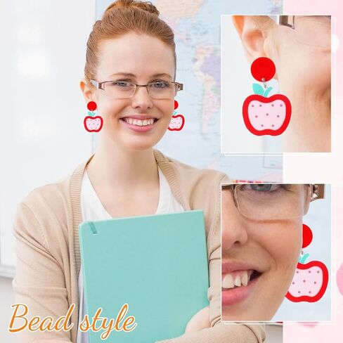 Batiyeer 12 Pairs Christmas Teacher Earrings for Women Pencil Earrings Christmas Gifts Teacher Appreciation Gifts Artist Painter Creative Rainbow Love Heart Acrylic Dangle Set(Rainbow) in Saudi Arabia