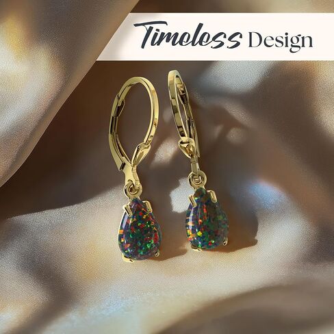 14K Gold Plated Gemstone Teardrop Earrings for Women – Dainty Gold Over 925 Sterling Silver Daity Leverback Earrings – Dainty Birthstone Jewelry Gift in Saudi Arabia