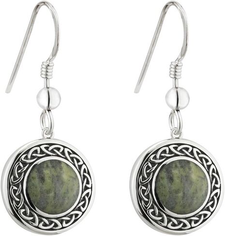 Silver Marble Round Celtic Drop Earrings in Kuwait
