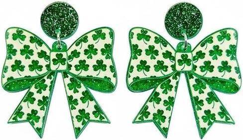 St Patrick’s Day Earrings for Women, Green Bow Shamrock Earrings, Irish Lucky Clover Dangle Earrings, St Patrick’s Day Jewelry Gifts for Women in Kuwait