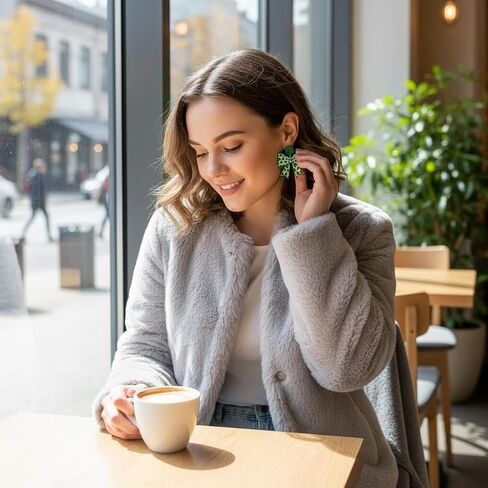 St Patrick’s Day Earrings for Women, Green Bow Shamrock Earrings, Irish Lucky Clover Dangle Earrings, St Patrick’s Day Jewelry Gifts for Women in Kuwait