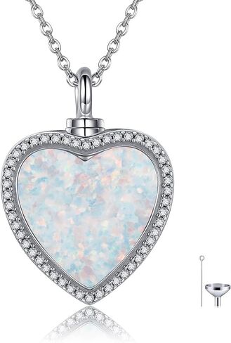 القلب Moonstone المنجد قلادة 925 الفضة الاسترليني أوبال / الصليب / بداية القمر جرة القلائد للرماد المنجد القلب الذي يحمل صور للنساء مجوهرات الهدايا التذكارية للنساء أمي in Kuwait