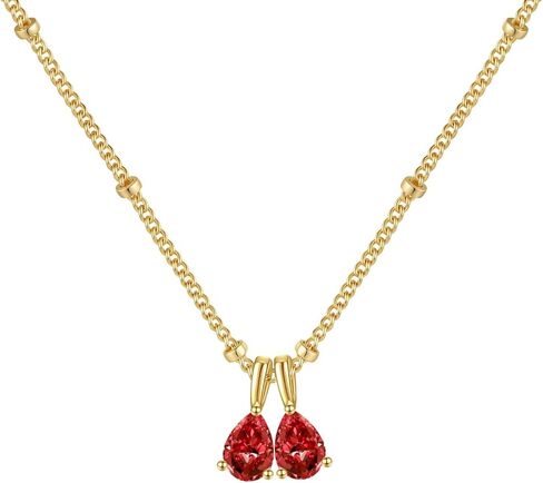 Turandoss 2 Teardrop Birthstone Necklace for Women Her – Personalized 14K Gold Plated 12 Months Created May Crystal Birthstone Pendant Necklace Jewelry, Birthday Gifts for Women Jewelry in Saudi Arabia
