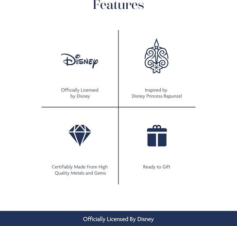 Jewelili Enchanted Disney Fine Jewelry قلادة رابونزيل صن للنساء | ذهب أصفر عيار 14 قيراط على الفضة الإسترليني | 1/20 CTTW الماس الأبيض | هدايا مجوهرات مستوحاة من الأميرة لها in Saudi Arabia