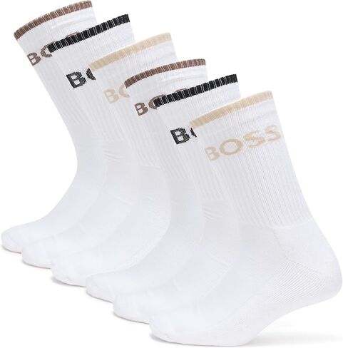 BOSS, Six Pack Quarter Length Socks with Banded Branding, white gloss, 7-13 in Saudi Arabia