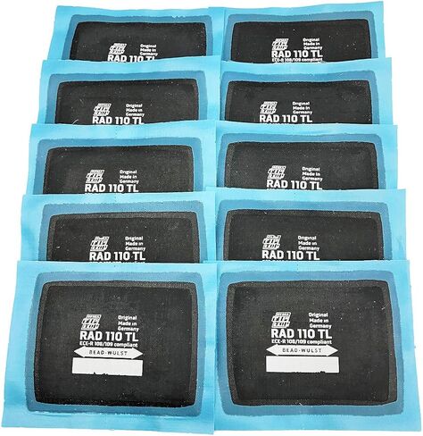 ريما تيب توب RAD110 رقع الإطارات الشعاعية - 2 بوصة × 2-3/4 بوصة رقع إصلاح عالمية للإطارات المسطحة ذاتية الفلكنة - 10 قطع in Kuwait