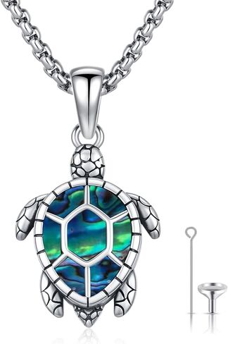 TUGHRA Seashell Sea Turtle Cremation Urn Necklace for Ashes, 925 Sterling Silver Memorial Pendant with Funnel, Keepsake Jewelry to Hold Loved One's Remains, Memory Gift for Loss in Kuwait
