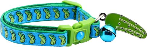 Pickle Cat Collar with Bell | Safety Breakaway Collar | Adjustable Large Size or Kitten Collar (Small(10lbs & Less), Blue) in Saudi Arabia