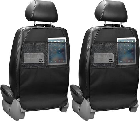 2 PCS Kick Mat Back Seat Protector, Waterproof Auto Seat Back Cover Protector with 2 Mesh Pockets, Anti-Mud Backseat Protective Cover Large Kick Mats for Car Truck SUV in Kuwait
