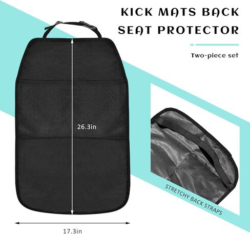 2 PCS Kick Mat Back Seat Protector, Waterproof Auto Seat Back Cover Protector with 2 Mesh Pockets, Anti-Mud Backseat Protective Cover Large Kick Mats for Car Truck SUV in Kuwait