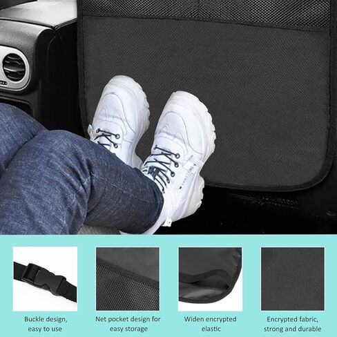 2 PCS Kick Mat Back Seat Protector, Waterproof Auto Seat Back Cover Protector with 2 Mesh Pockets, Anti-Mud Backseat Protective Cover Large Kick Mats for Car Truck SUV in Kuwait
