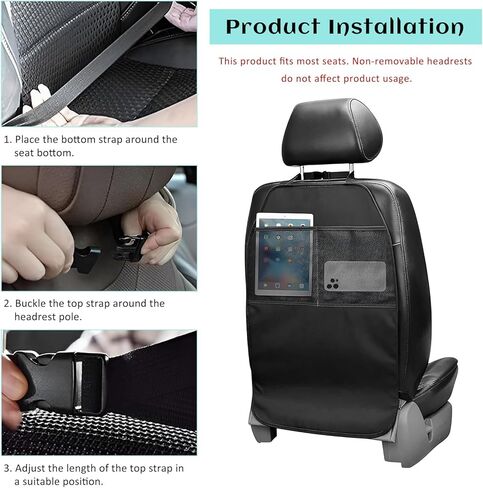2 PCS Kick Mat Back Seat Protector, Waterproof Auto Seat Back Cover Protector with 2 Mesh Pockets, Anti-Mud Backseat Protective Cover Large Kick Mats for Car Truck SUV in Kuwait