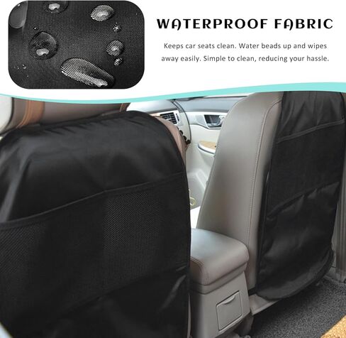 2 PCS Kick Mat Back Seat Protector, Waterproof Auto Seat Back Cover Protector with 2 Mesh Pockets, Anti-Mud Backseat Protective Cover Large Kick Mats for Car Truck SUV in Kuwait