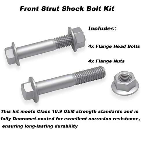 4X Class 10.9 Hardened Front Strut Shock Bolt Kit for Chevrolet Tracker 1998-2004, for Geo Tracker 1989-1998, for Suzuki Sidekick 1989-1998, Fits 4x4/2WD in Kuwait