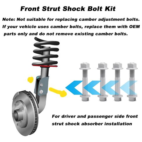 4X Class 10.9 Hardened Front Strut Shock Bolt Kit for Chevrolet Tracker 1998-2004, for Geo Tracker 1989-1998, for Suzuki Sidekick 1989-1998, Fits 4x4/2WD in Kuwait
