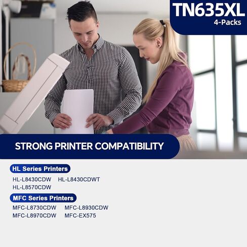 TN635XL/TN635 High Yield Toner Cartridge (with Chip) Compatible for Brother TN635XL TN-635 Toner with HL-L8430CDW HL-L8430CDWT MFC-L8730CDW MFC-L8930CDW MFC-L8970CDW Printers |TN635XL 4-Pack Ink in Kuwait