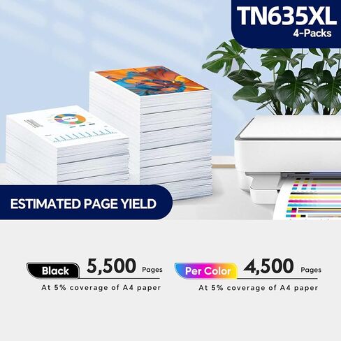 TN635XL/TN635 High Yield Toner Cartridge (with Chip) Compatible for Brother TN635XL TN-635 Toner with HL-L8430CDW HL-L8430CDWT MFC-L8730CDW MFC-L8930CDW MFC-L8970CDW Printers |TN635XL 4-Pack Ink in Kuwait