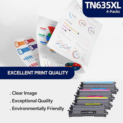 TN635XL/TN635 High Yield Toner Cartridge (with Chip) Compatible for Brother TN635XL TN-635 Toner with HL-L8430CDW HL-L8430CDWT MFC-L8730CDW MFC-L8930CDW MFC-L8970CDW Printers |TN635XL 4-Pack Ink in Kuwait