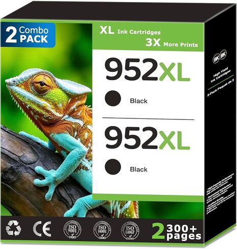 952XL Black Ink Cartridges Compatible for HP 952 Ink Replacements for HP 952 Balck Ink 952xl Work with HP Printer OfficeJet Pro 7740 8710 8715 8720 8702 8732M 8736 8715 8725 8730 8743 Printer(2 Black) in Kuwait