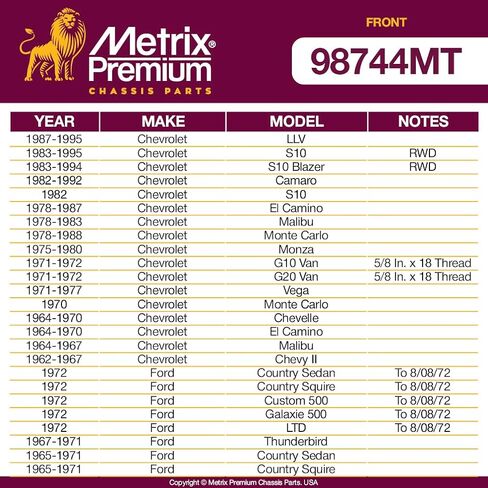 Metrix Premium Chassis Parts - 2 PC Front Tie Rod End Adjusting Sleeve Kit Fits 80-88 American Motors Eagle, 65-71 Ford Galaxie 500, 83-91 GMC S15 Jimmy RWD, 64-70 Pontiac GTO, ES2032S, Made in Europe in Saudi Arabia