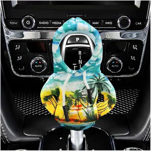 Car Shift Knob Hoodie Cover, Funny Gear Shifter Protector Mini Sweater Hoodie Decoration, Fashionable Gearshift Protection Winter Warm Auto Interior Gadgets, Car Accessories (Coconut Tree) in Saudi Arabia