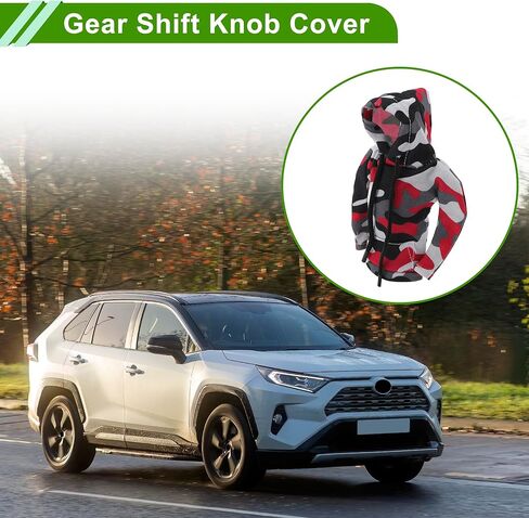 Universal 15x11cm/5.91"x4.33" Gear Shift Knob Cover Decoration Stick Shifting Handle Protector Polyester 1 Pc Camouflage Hoodie Style Black Grey Red in Saudi Arabia