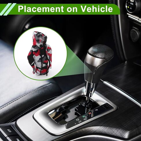 Universal 15x11cm/5.91"x4.33" Gear Shift Knob Cover Decoration Stick Shifting Handle Protector Polyester 1 Pc Camouflage Hoodie Style Black Grey Red in Saudi Arabia