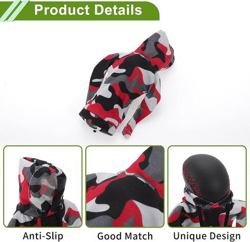 Universal 15x11cm/5.91"x4.33" Gear Shift Knob Cover Decoration Stick Shifting Handle Protector Polyester 1 Pc Camouflage Hoodie Style Black Grey Red in Saudi Arabia