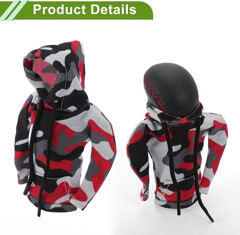 Universal 15x11cm/5.91"x4.33" Gear Shift Knob Cover Decoration Stick Shifting Handle Protector Polyester 1 Pc Camouflage Hoodie Style Black Grey Red in Saudi Arabia