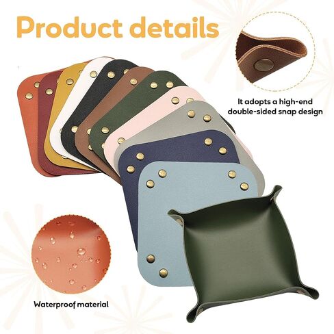 16 Pcs Leather Valet Tray, Key Tray for Women and Men, Foldable Catchall Organizer, Portable Leather Organizer for Entryway Desk for Phone, Keys, Earphone, Watch, Jewelry, Coin（11 Colors） in Kuwait