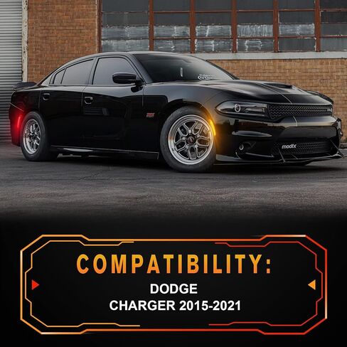 مصابيح LED للعدسة الجانبية باللون الكهرماني الأحمر متوافقة مع 2015-2021 دودج تشارجر XStyle [في انتظار براءة اختراع] مصابيح علامة المصد الخلفي الأمامي 4 قطع من سلسلة ثعبان الروح in Kuwait