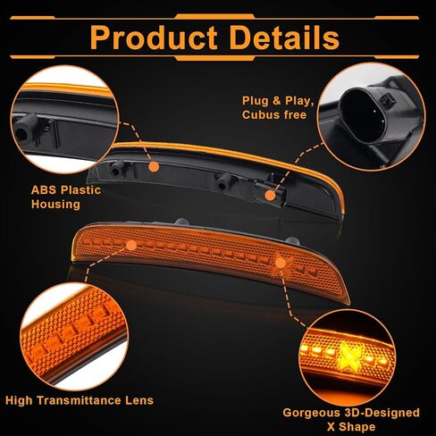 مصابيح LED للعدسة الجانبية باللون الكهرماني الأحمر متوافقة مع 2015-2021 دودج تشارجر XStyle [في انتظار براءة اختراع] مصابيح علامة المصد الخلفي الأمامي 4 قطع من سلسلة ثعبان الروح in Kuwait