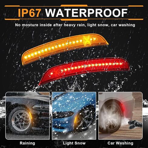 مصابيح LED للعدسة الجانبية باللون الكهرماني الأحمر متوافقة مع 2015-2021 دودج تشارجر XStyle [في انتظار براءة اختراع] مصابيح علامة المصد الخلفي الأمامي 4 قطع من سلسلة ثعبان الروح in Kuwait