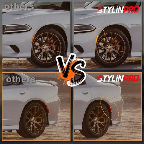 مصابيح LED للعدسة الجانبية باللون الكهرماني الأحمر متوافقة مع 2015-2021 دودج تشارجر XStyle [في انتظار براءة اختراع] مصابيح علامة المصد الخلفي الأمامي 4 قطع من سلسلة ثعبان الروح in Kuwait