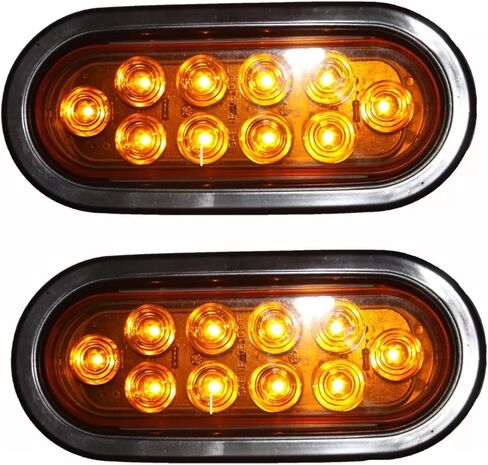 usamjtable LED AMBER 6" OBLONG Turn Signal Light Kits w Grommet Plugs For Truck Trailer PAIR in Kuwait