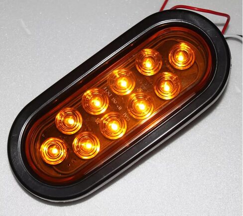 usamjtable LED AMBER 6" OBLONG Turn Signal Light Kits w Grommet Plugs For Truck Trailer PAIR in Kuwait