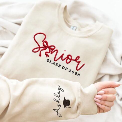 Luxury Custom Embroidered Senior 2026 Sweatshirt Hoodies, Graduation Gifts For Son Daughter, Class of 2026, Senior Mom Gift 2 in Kuwait