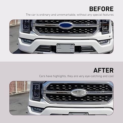 شعار الشواية الأمامية للسيارة، شارة وطنية بالعلم الأمريكي مع قاعدة ABS، زخرفة شبكية ذاتية اللصق، متوافقة مع Ford F150 F250 F350 Edge Explorer Ranger Expedition (فضي) in Kuwait