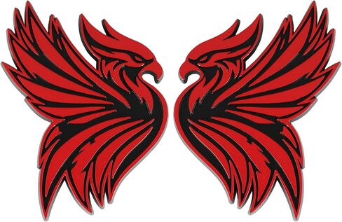 Phoenix Emblem 3D Bird Badge, Custom Car Decal Sticker – Durable Exterior Trunk, Hood, Fender for Car, Truck, SUV (Set of 2) (Red) in Saudi Arabia