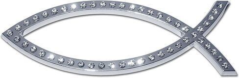 سمكة مسيحية كهربائية مع شعار Crytals OEM من الكروم للسيارات والشاحنات وجميع السيارات | مقاس عالمي بمقاس 10.16 سم × 3.81 سم | مقاومة للعوامل الجوية in Saudi Arabia