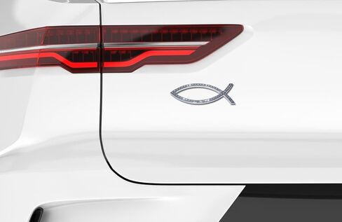 سمكة مسيحية كهربائية مع شعار Crytals OEM من الكروم للسيارات والشاحنات وجميع السيارات | مقاس عالمي بمقاس 10.16 سم × 3.81 سم | مقاومة للعوامل الجوية in Saudi Arabia
