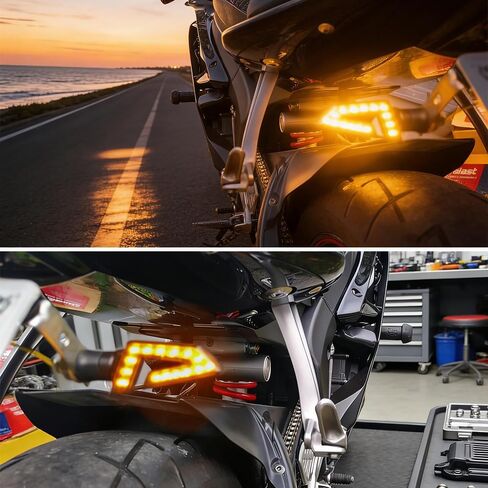DREAMIZER 4PCS Arrow Motorcycle Turn Signals 15 LED 12V Motorcycle Blinkers Indicators Amber Lamp Compatiable for Motorbike Scooter Quad Cruiser Off Road Touring in Kuwait