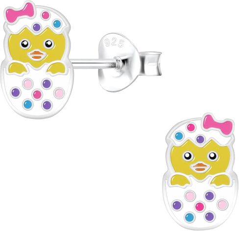ICYROSE Solid 925 Sterling Silver Pastel colors Easter Egg Stud Earrings (Hypoallergenic nickel free) 9693 (yellow peeps) in Saudi Arabia